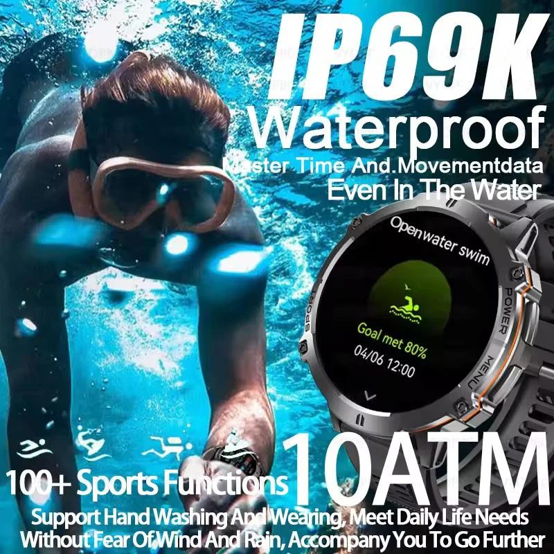 New TANK 3 Men Swim 1000mAh Battery Smart Watch IP69K&10ATM Waterproof GPS Compass Altimeter Call AMOLED Outdoors Sport Watches