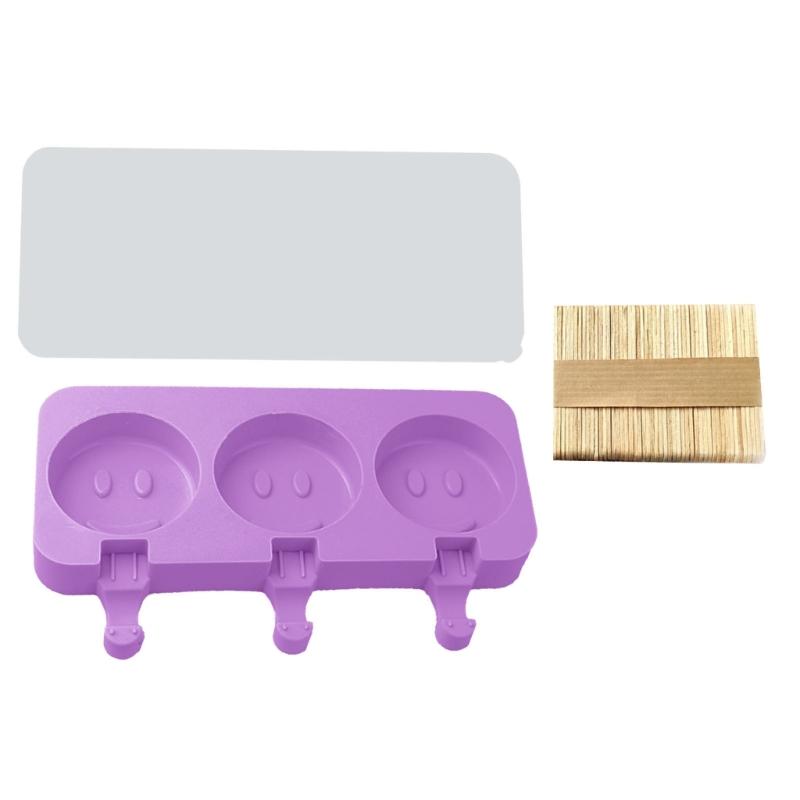 Cute Rabbit Shape Silicone Mould Reusable ice Cream Mold DIY Homemade-Cake pop-Mold ice Cream Mold for Baby Kid Children фиолетовый