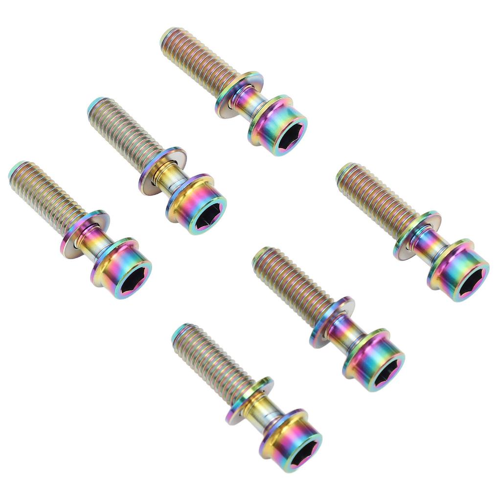 6PCS Bike Stem Bolts Titanium Alloy M5x20mm Bike Handlebar Stem Bolts Screws with Washer for Mountain Bikes Road Bikes
