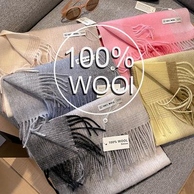 Luxuriöser Winterschal aus 100 % Wolle für Damen, Kaschmir-Taschentuch mit Farbverlauf, warmes Pashmina-Tuch, weiches Bufanda-Tuch, Stola