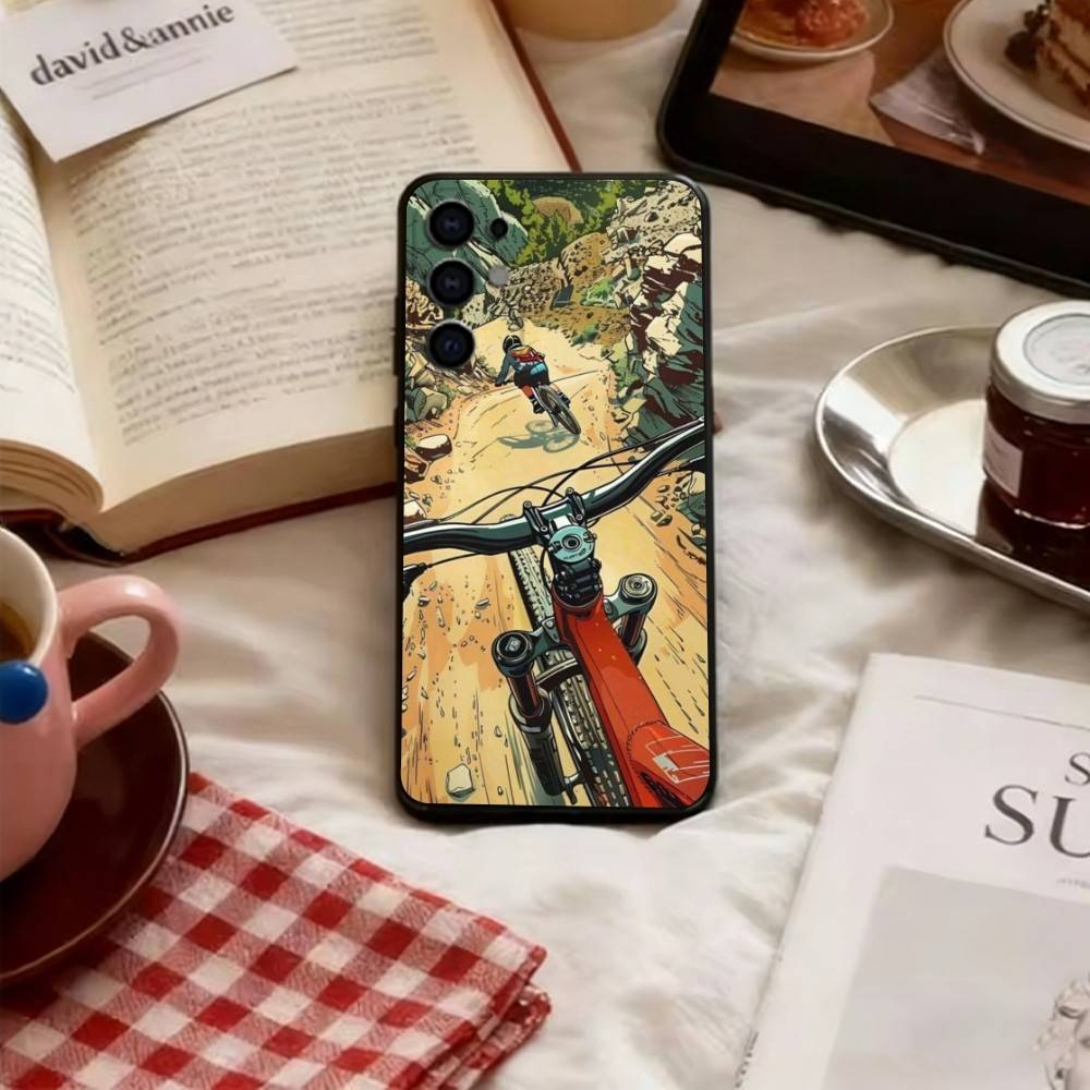 

Mountain biking Phone Case Black Silicone Soft For Samsung S25,S24,S21,S22,S23,S30,Ultra,S20,Plus,Fe,Lite Samsung S24ULTRA