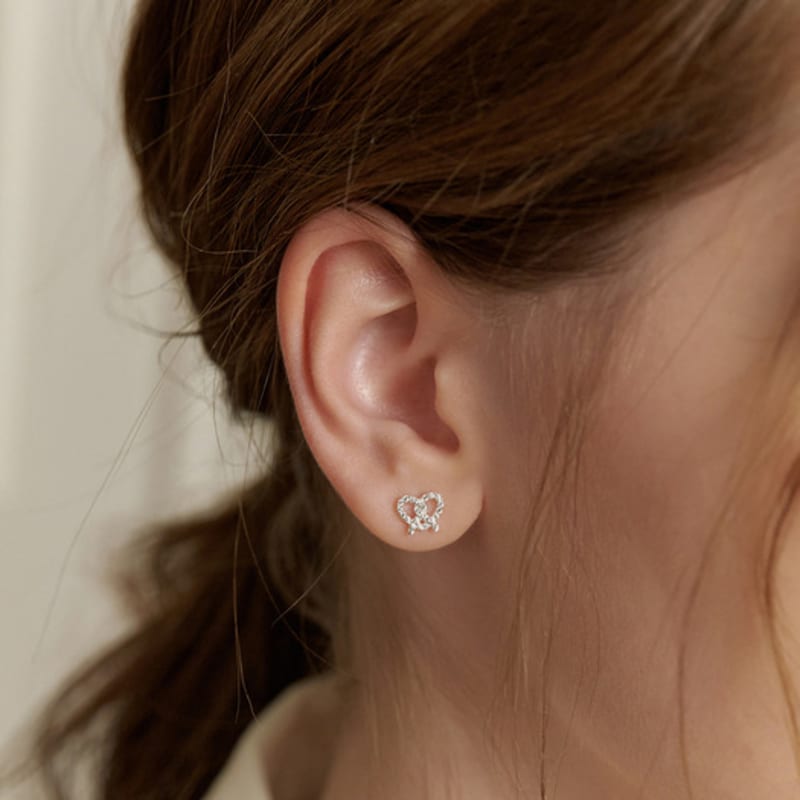Tatiana (925 Silver) Pave Pretzel Heart Earrings EC3090