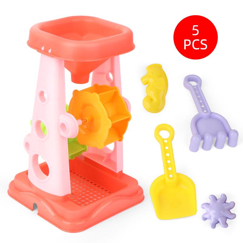 733# 19-teiliges Cartoon-Strandspielzeugset für Kinder - Sandgraben, Wasserspiele, Rollenspiele mit Sanduhr & großer Schaufel