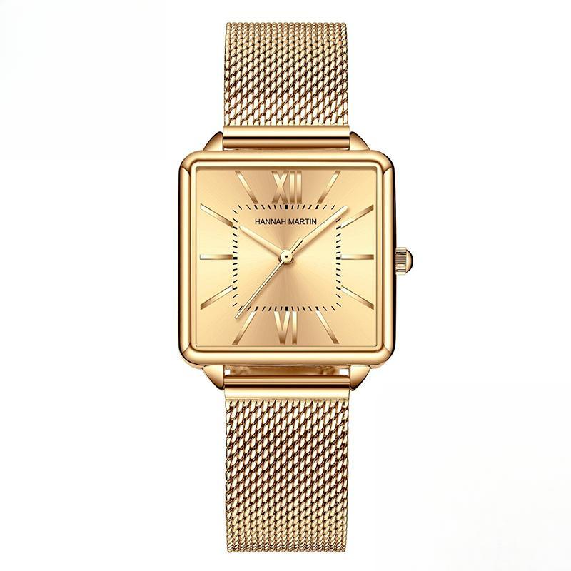 Japan Quartz Movement Green Dial Roman Square Watches Case Fashion Wristwatch Ladies Rose Gold Watches For Women AVE