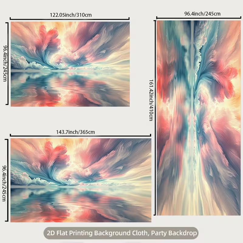 2D Abstract Cloudscape Backdrop Colorful Lake Photo Studio Background