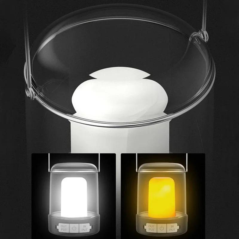 Type C Rechargeable Camping Light Portable Camping Lanterns Hanging Tent Light 3 Lighting Modes Outdoor Waterproof Travel Lamp