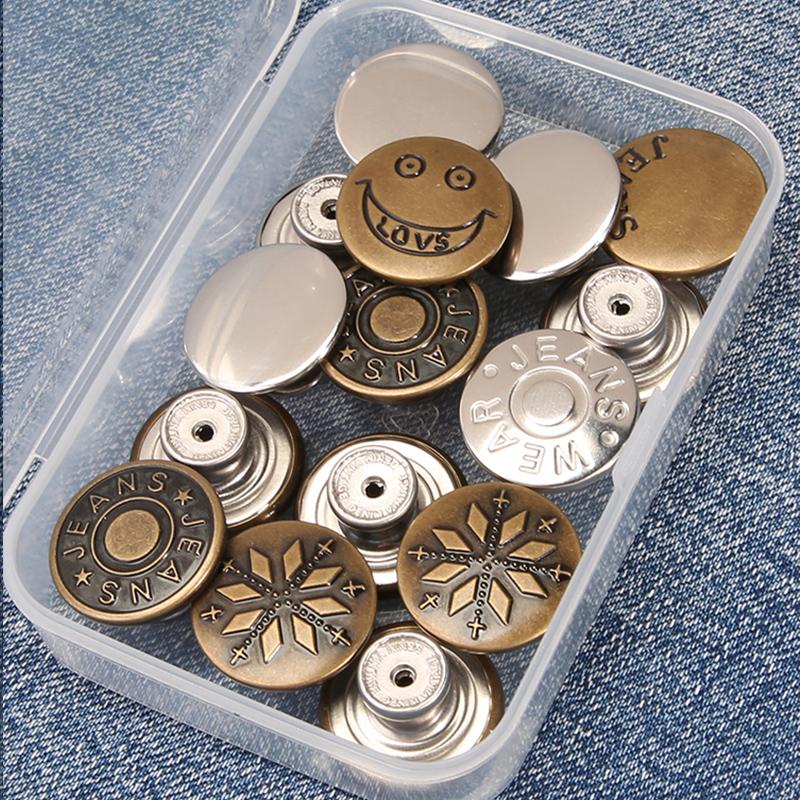 10-50 Pezzi Bottoni Staccabili per Jeans Vita Regolabile Fibbie Metalliche per Pantaloni Senza Cuciture Kit di Riparazione con Attrezzi