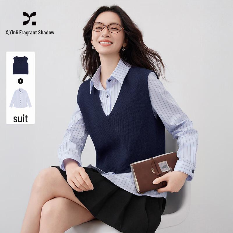 

Women s Academy Style Shirt & Vest Two-Piece Set S