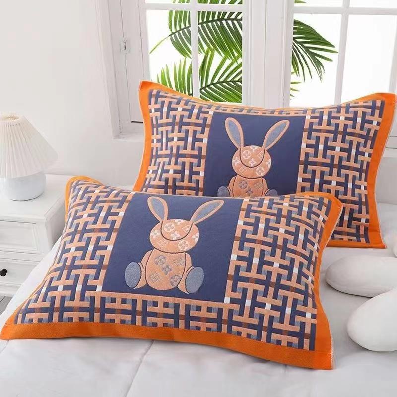 Set Asciugamano Cuscino Cotone a Quadri Extra Large e Spesso - Garza per la Casa Resistente alle Macchie per Coppie, Studenti