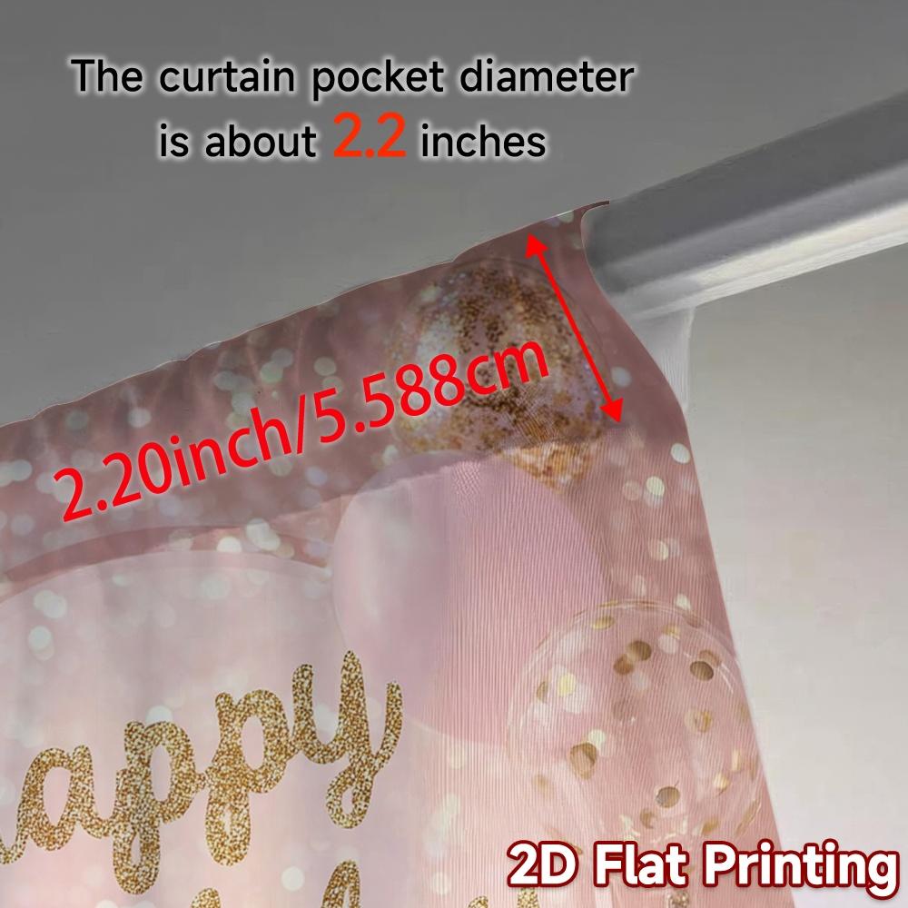 Set Of 2 Flat Printing Curtains Without Rod Birthday Bliss Print Chic Fabric Versatile Curtain Polyester Machine Washable