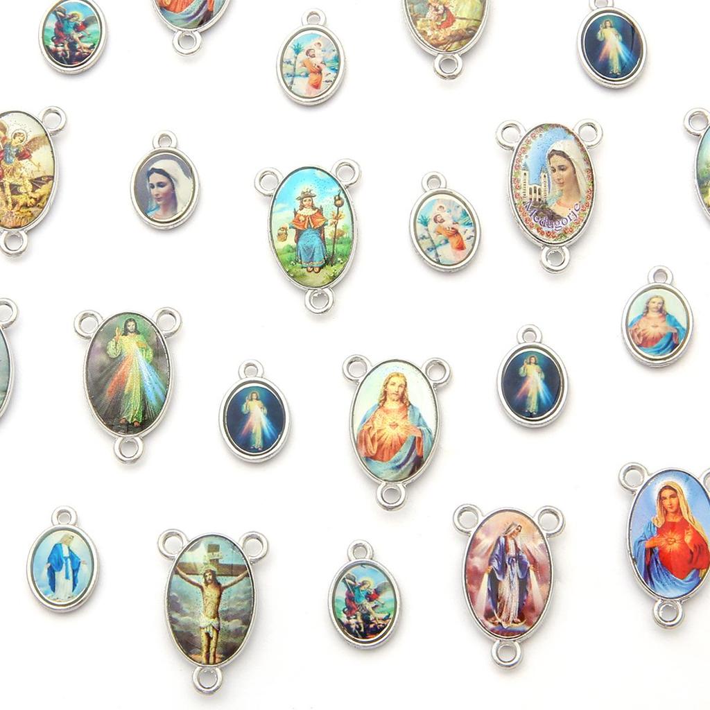 20Pcs Mix Jesus Series Drop Oil Alloy Pendants For Jewelry Component Making DIY Charm Decoration