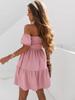 Women Off Shoulder Midi Dress Summer Sexy Short Solid Sleeve Ruffles Dresses Fashion Casual Holiday Sundress Loose Vestidos