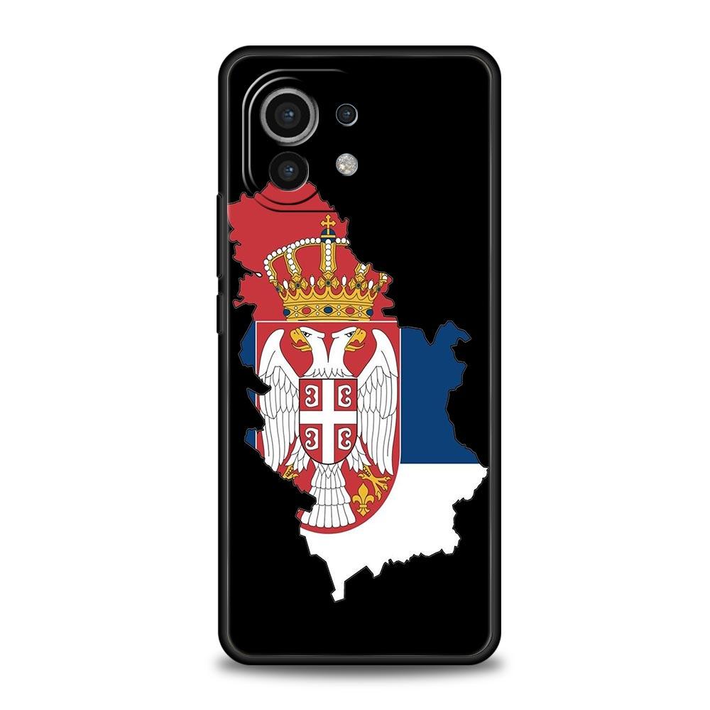 Serbien Flagge Handyhülle Für Xiaomi Mi 15 14 Pro 13 12 11 Lite 5G 10T 11T 12T 13T 14T Poco X6 X5 X4 X3 NFC F3 F4 GT Schwarze Hülle
