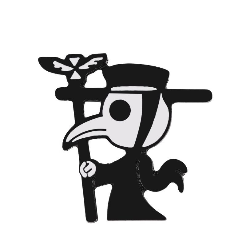 Steampunk Collection Enamel Pin Dark Black Plague Doctor Enamel Pin Bird Hat Brooch Horror Crow Badge