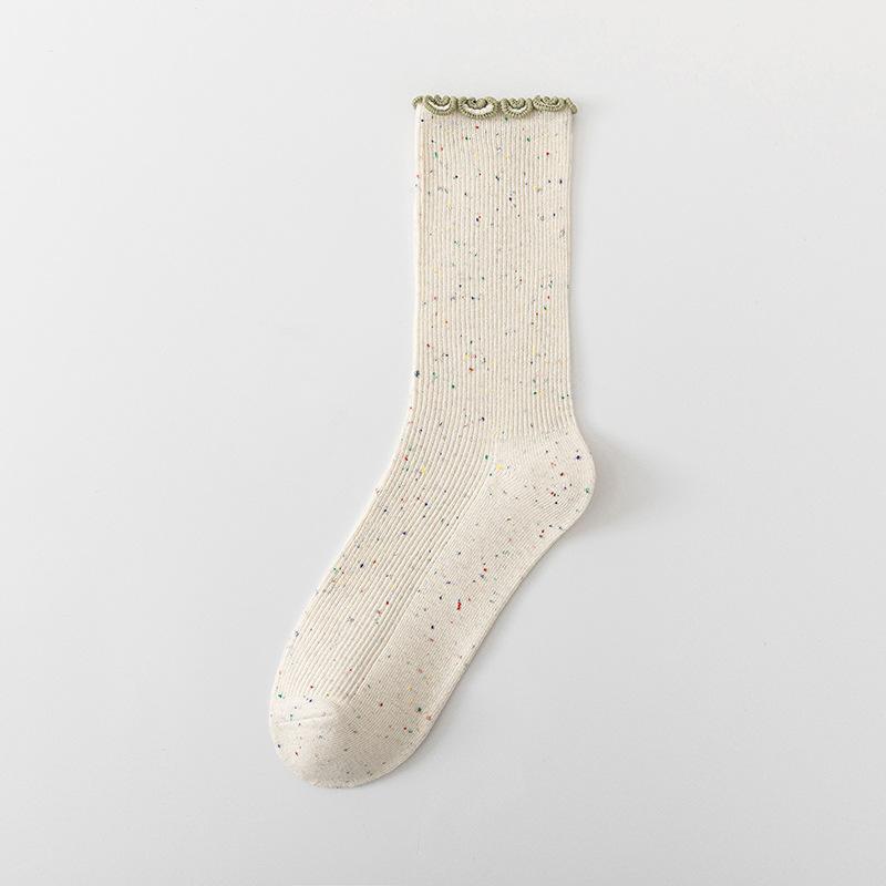 Women's Autumn New Line of Light Yarn Wood Ear Lace Everything In The Tube Pile Socks