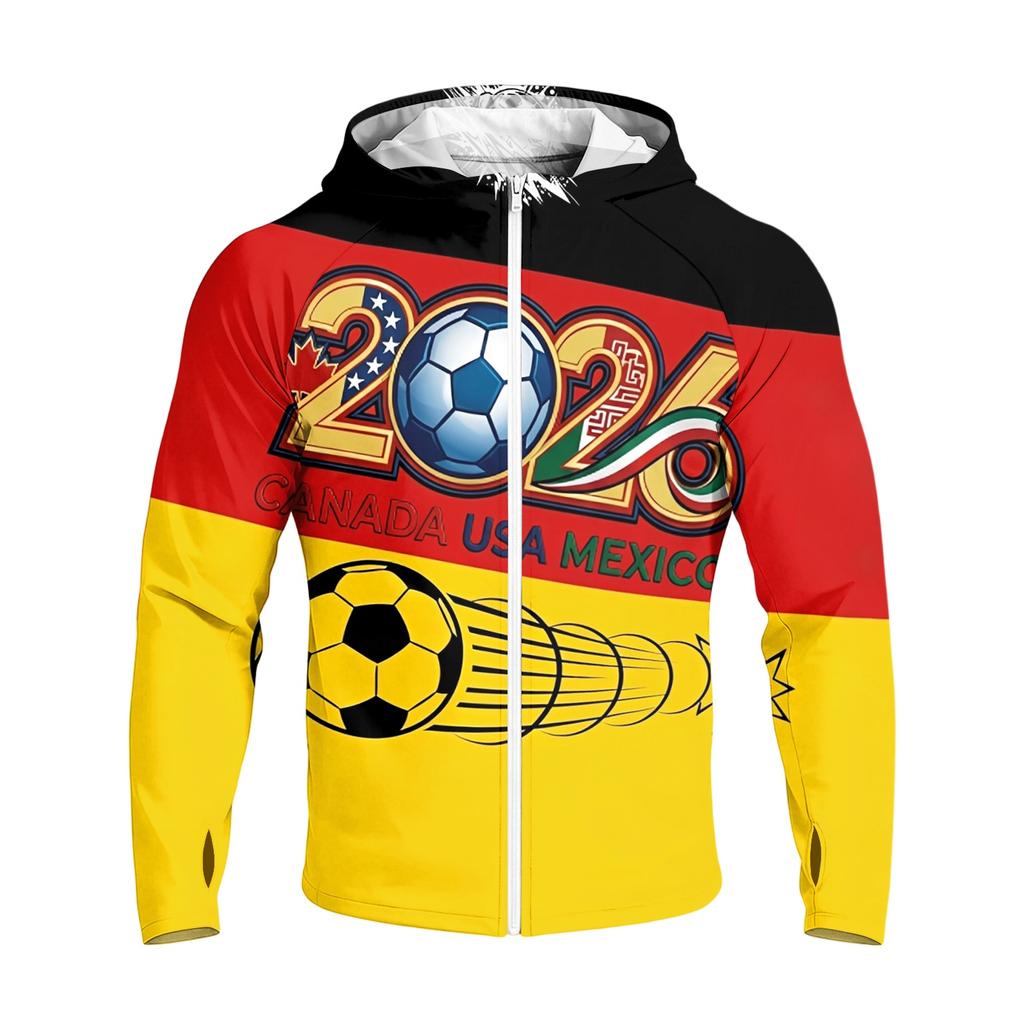 Men's Casual Raglan Sleeve Hooded Long Sleeve Sun Protection Jacket Lightweight Breathable Sportswear with Full Zip Front