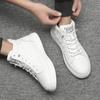 100 % echtes Leder Schuhe Männer High Top Fashion Flat Marke Schwarz Weiß Casual Schuhe Cool Street Style Junge Männer Schuhe Plus Größe 48