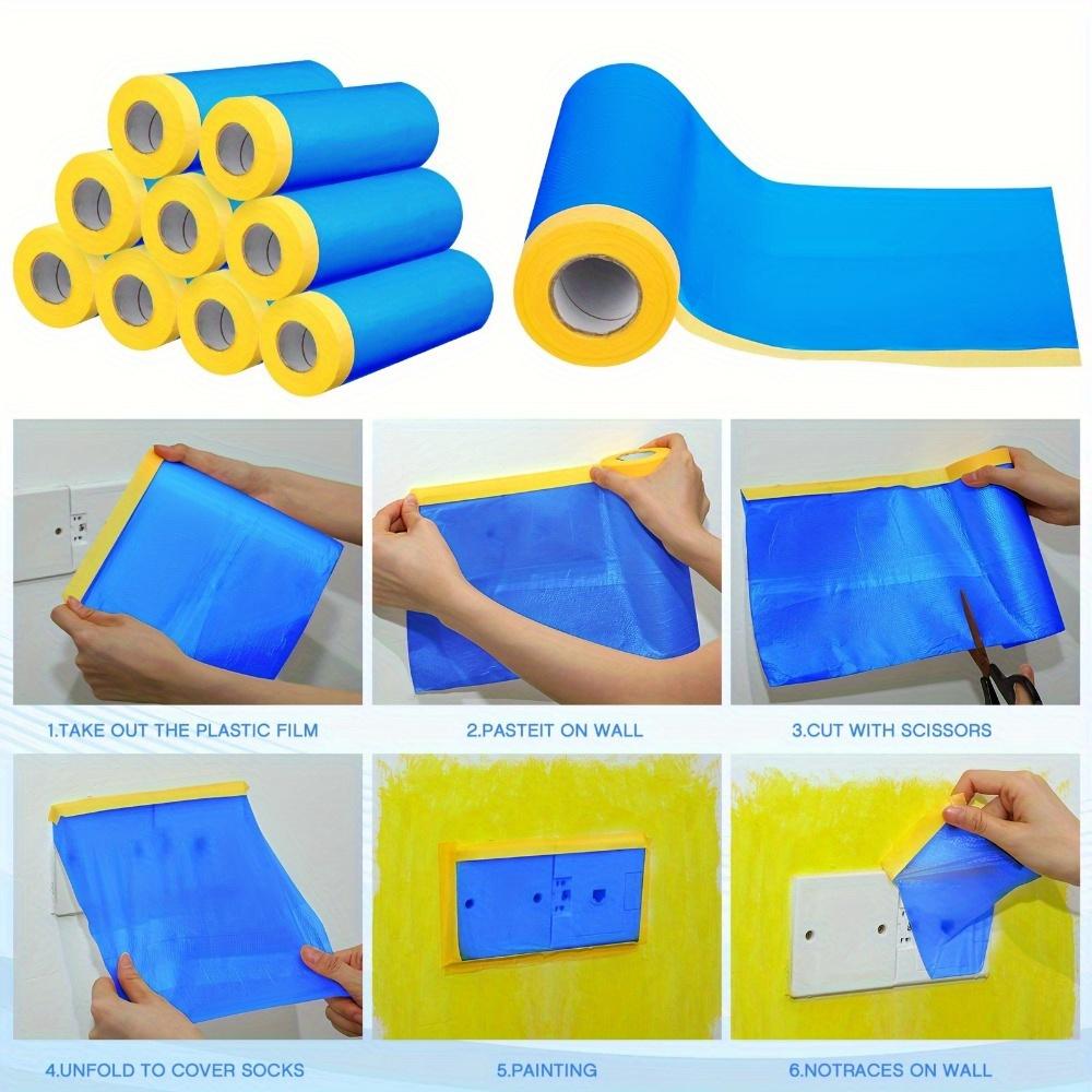 1PC Pre-Adhesive Masking Film Painter's Plastic Film with Tape  Sheeting Automotive Paint Masking Film Assorted Automotive Paint Masking Tape Rolls