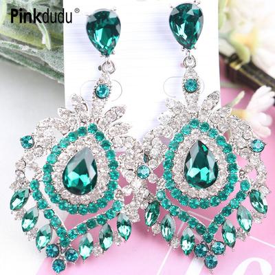 Fashion Flash Rhinestone Geometric Drop σκουλαρίκια Exaggerated 4 έγχρωμο ένθετο σκουλαρίκι ζιργκόν για γυναίκες Κοσμήματα PD1565
