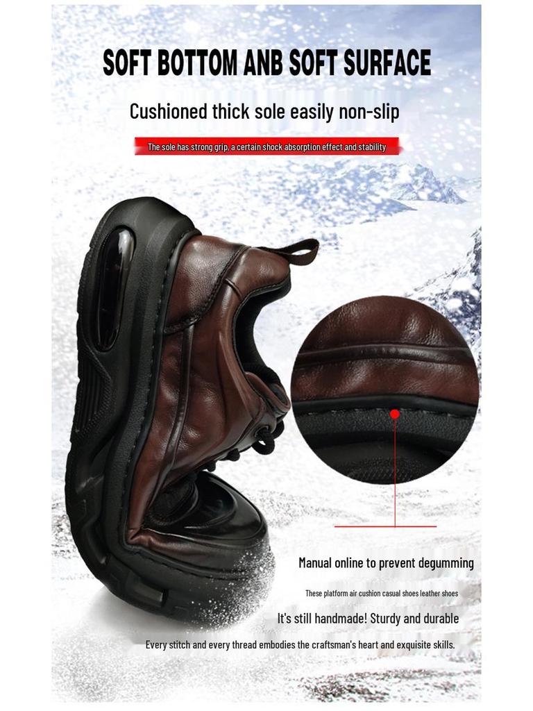 Vyriški natūralios odos universalūs laisvalaikio batai - Aukštos klasės, minkštas padas, neslystantys, su pliusiniu pamušalu, rudens/žiemos