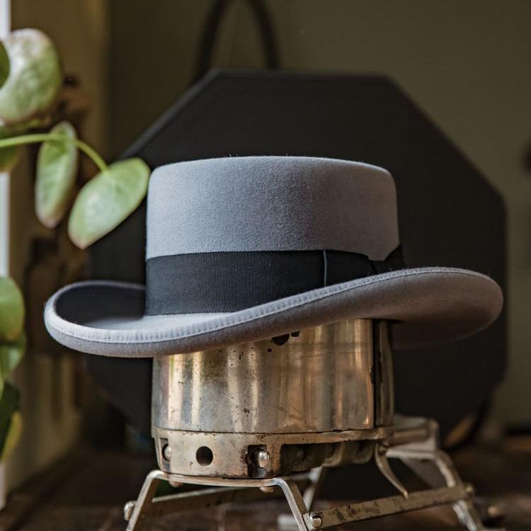 Ribbon Decorative Wool Hat Pork Pie Felt Hat