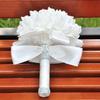 CUIWEI Wedding Bouquets for Bride & Bridesmaid - Hand Roses & Silk Roses Crystal Diamond Artificial Flowers for Wedding Parties, Churches (White)