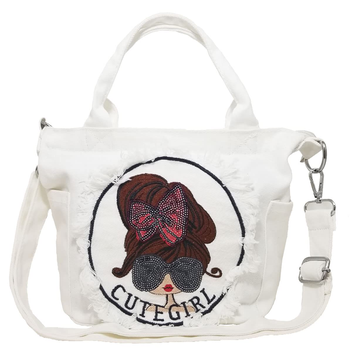 

Shoulder Bag Mini 2way Bag Small Crossbody Lightweight Handbag Tote Bag Denim [DIVA Rose] Women s (White)