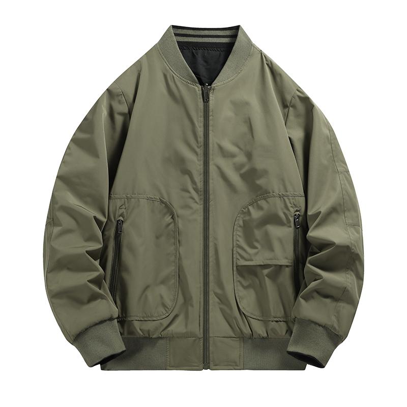 Men's Solid Color Fashionable Casual Padded Cotton Jacket Thick Warm Outerwear for Autumn Winter Foreign Trade
