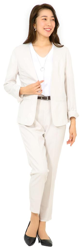 Pants Suit for Tailored Tapered Set Size [Add Rouge] Women, Business, Jacket, Pants, 2-Piece [c5276] 5, Off-Beige