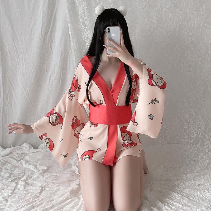 

Pure desire cute cute pet loose print kimono erotic underwear sexy temptation suit small chest uniform one size ( 40-65kg )