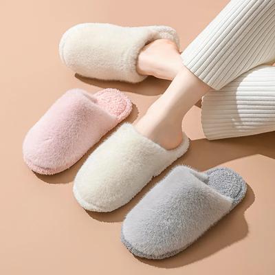 Fashion Women Fashion Winter Warm Fluffy Slippers Female New Cozy House Slides Ladies Thick Sole Non Slip Indoor Plush Cotton Slippers