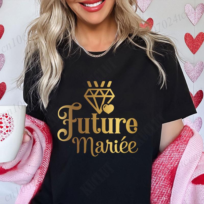 Team Bride Tshirt Women Bachelorette Hen Bridal Wedding Party T-Shirts Tees Evjf Future Clothing French Single Farewell Tops