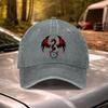 Vintage Washed Baseball Cap with Red Black Dragon Totem  Adjustable for Weddings Parties Festivals Cycling Camping