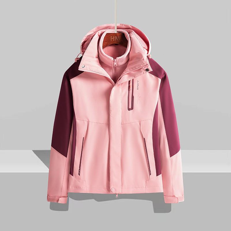 Men Women Waterproof Windproof Hiking Jacket With Removable Fleece Liner 3-in-1 Outdoor Parka Winter Camping Trekking Cycling