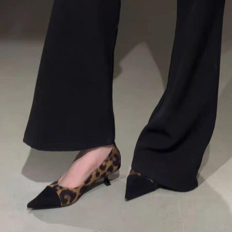 Fashion Sexy Leopard Women High Heels Shoes Pointed Toe Heeled Sandals Dress Party 2025 Summer New Brand Woman Pumps Zapatillas De Mujer