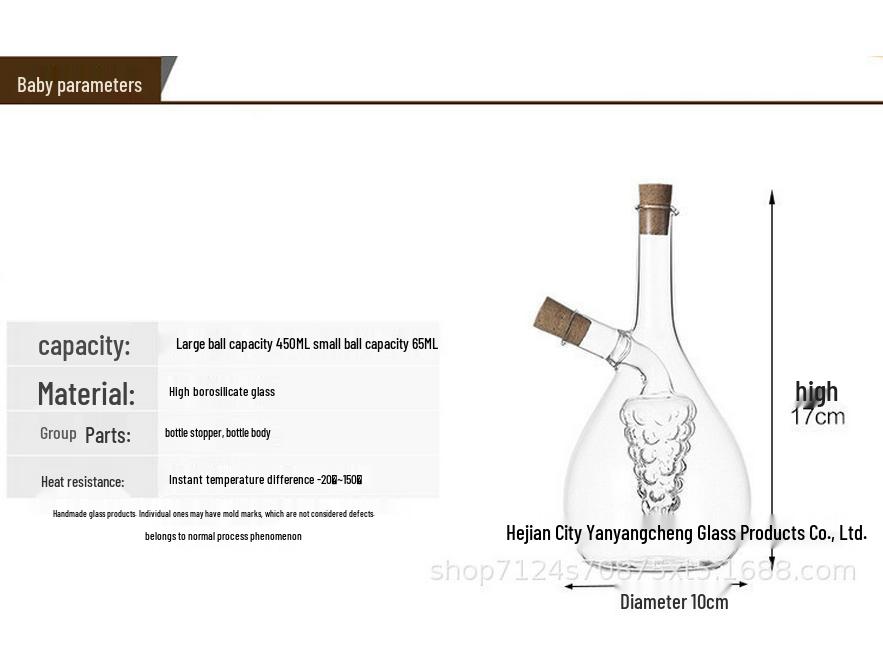 Sealed Irregular High Borosilicate Glass Oil and Vinegar Cruet Bottle