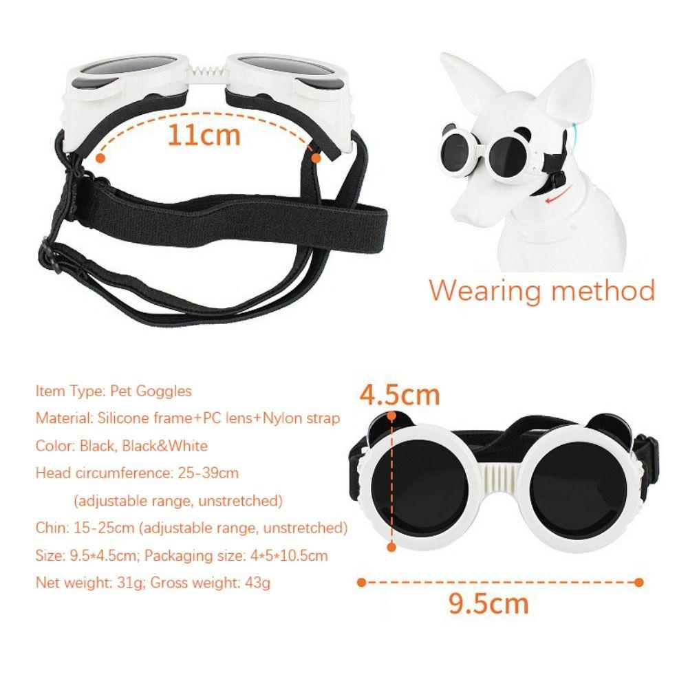 Silicon+PC+Nylon Pet Vintage Round Goggles Anti UV Adjustable Cat Dog Cool Glasses Windproof Rope Pet Photo Props