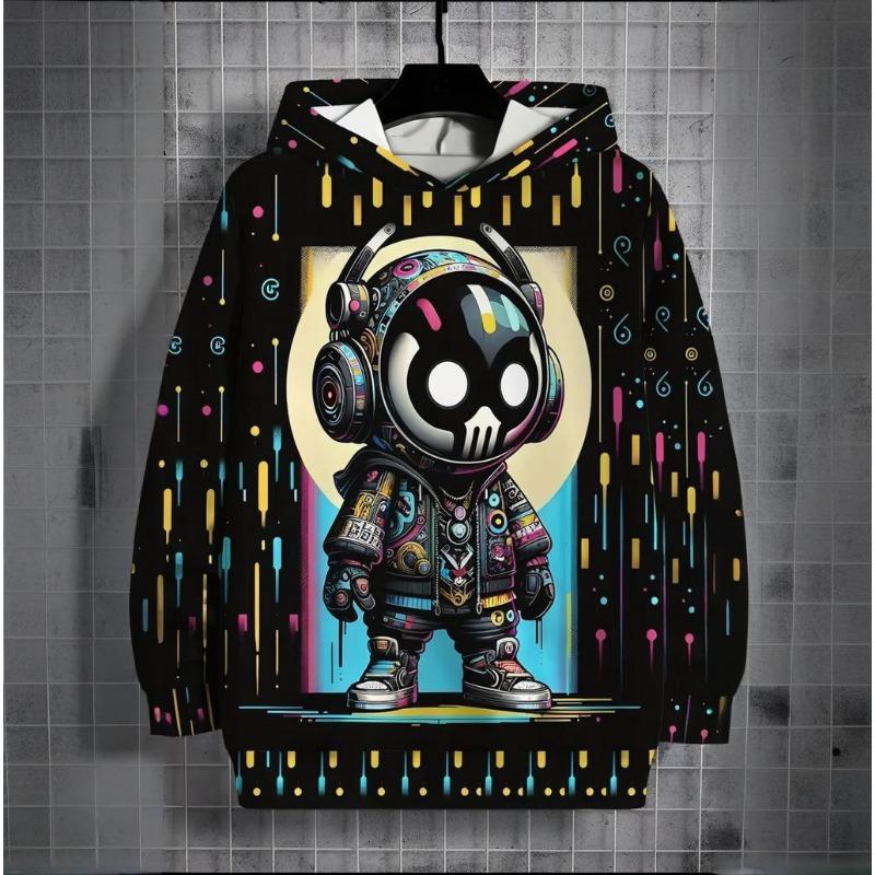 

Новая мужская одежда с принтом астронавта, осенне-зимняя полосатая шапка, толстовка, повседневная толстовка с капюшоном больших размеров 2024 года, модные топы с длинными рукавами 3XL