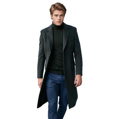 Men's British Men's Long Long-sleeved Woolen Coat Autumn and Winter Woolen Coat