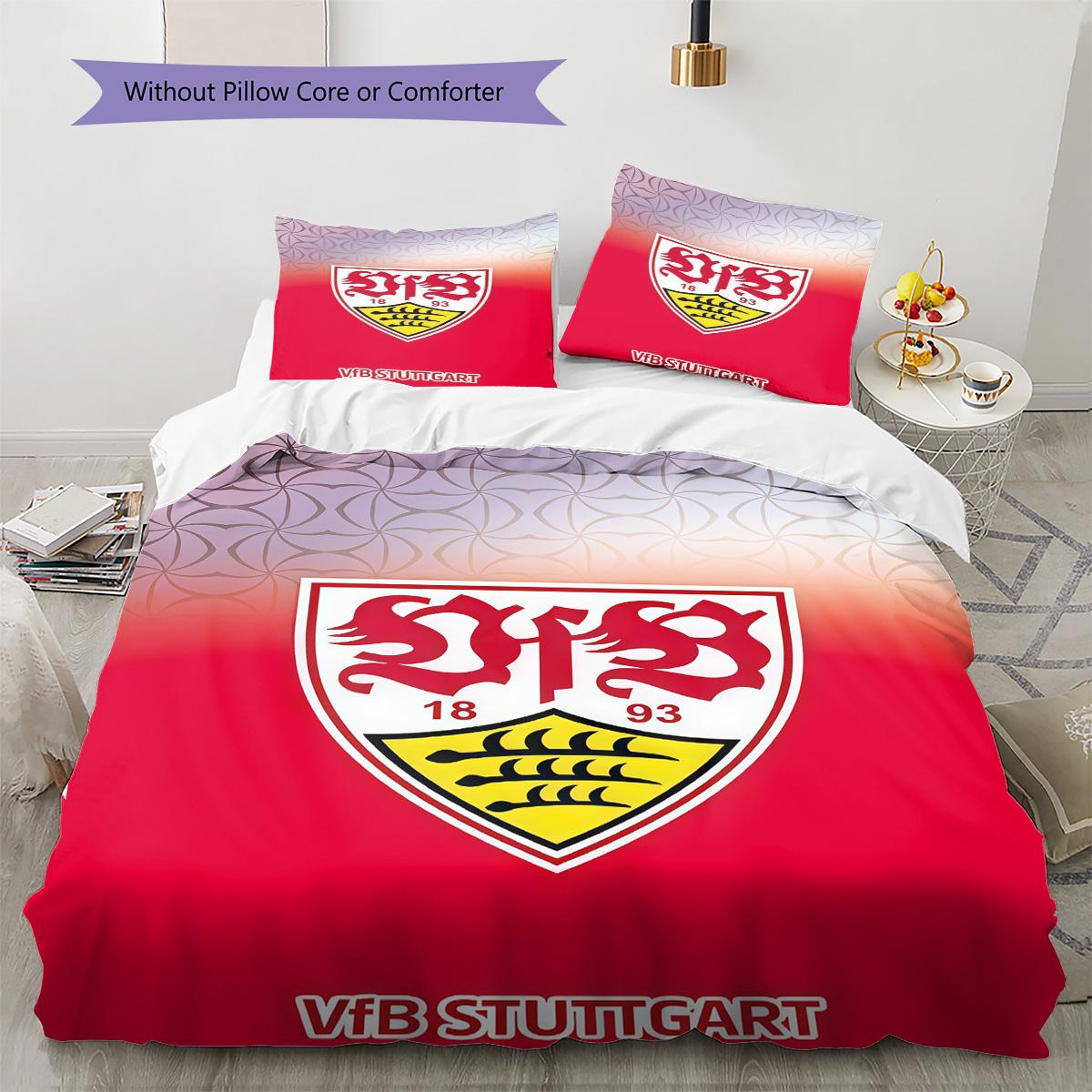 

Stuttgart Football Club Pattern Bedding Set Quilt Cover Pillowcase Home Decor Gift (1 * duvet cover + 2 * pillowcase, without core) 135x200cm