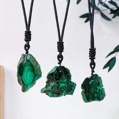 1Pc Crystals Healing Stone Pendan Men Women Mineral Jewelry Diy Gift Malachite Irregular Slices Necklace