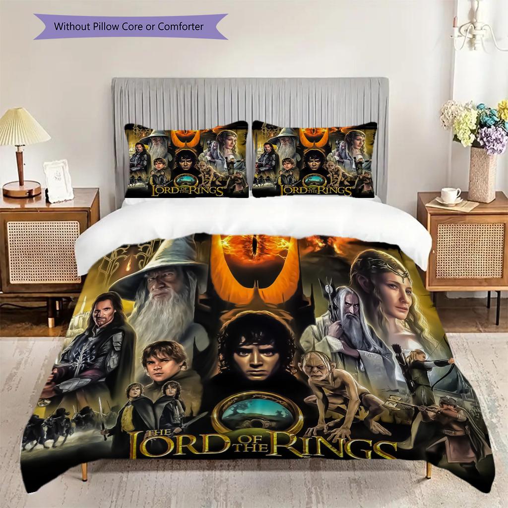 Fantasy Epic Lord Rings Three-piece set (1 * duvet cover + 2 * pillowcase, without core) 2D Flat Bedding set Christmas birthday gift