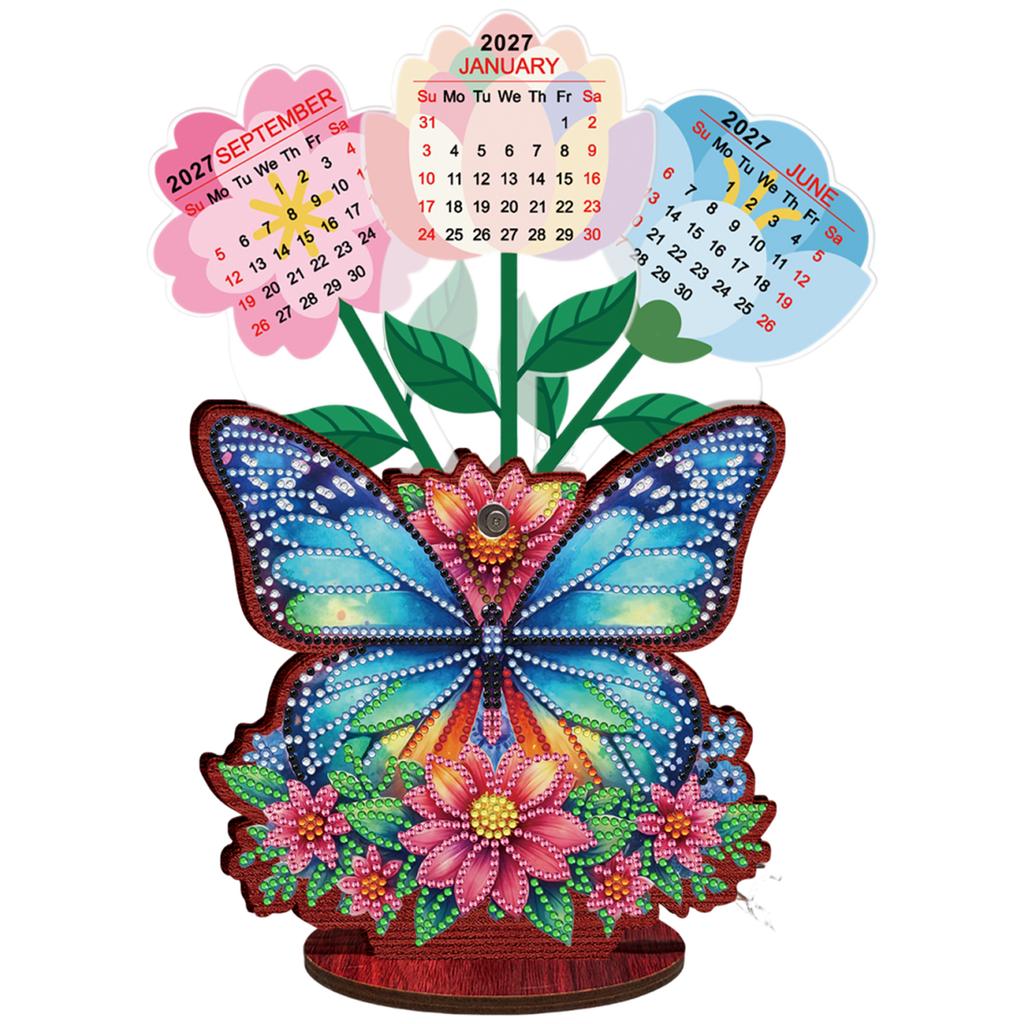 2026 Kalender Diamantmalerei Kalender Set Holz Diamantmalerei Set DIY Diamantkunst Schreibtischkalender Weihnachtsgeschenk