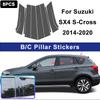 For Suzuki SX4 S-Cross 2014- Glossy Black PC Material Window Column Car Door Center B C Pillar Post Cover Trim Car Accessory