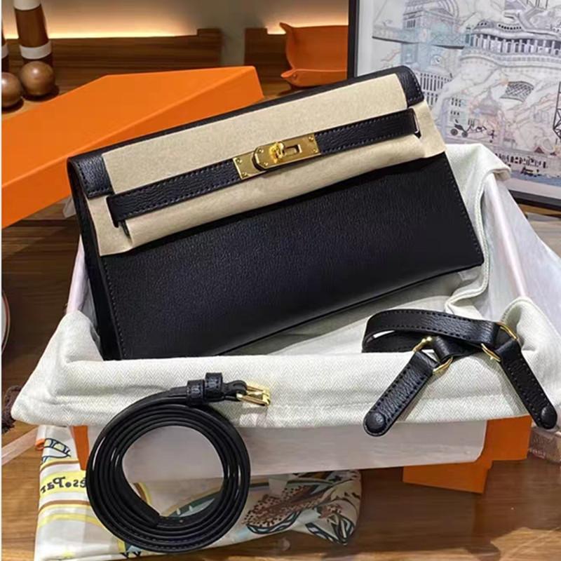 

2025 Goat pattern Kelli underarm bag, one shoulder diagonal span, portable first layer cowhide lock, small square bag, crossbody light luxury 25x13x20CM чёрный