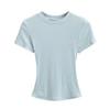 Summer New Female American Spice Girl Solid Color Crew Neck Short Sleeve T-Shirt Basic Threaded Bottom Top