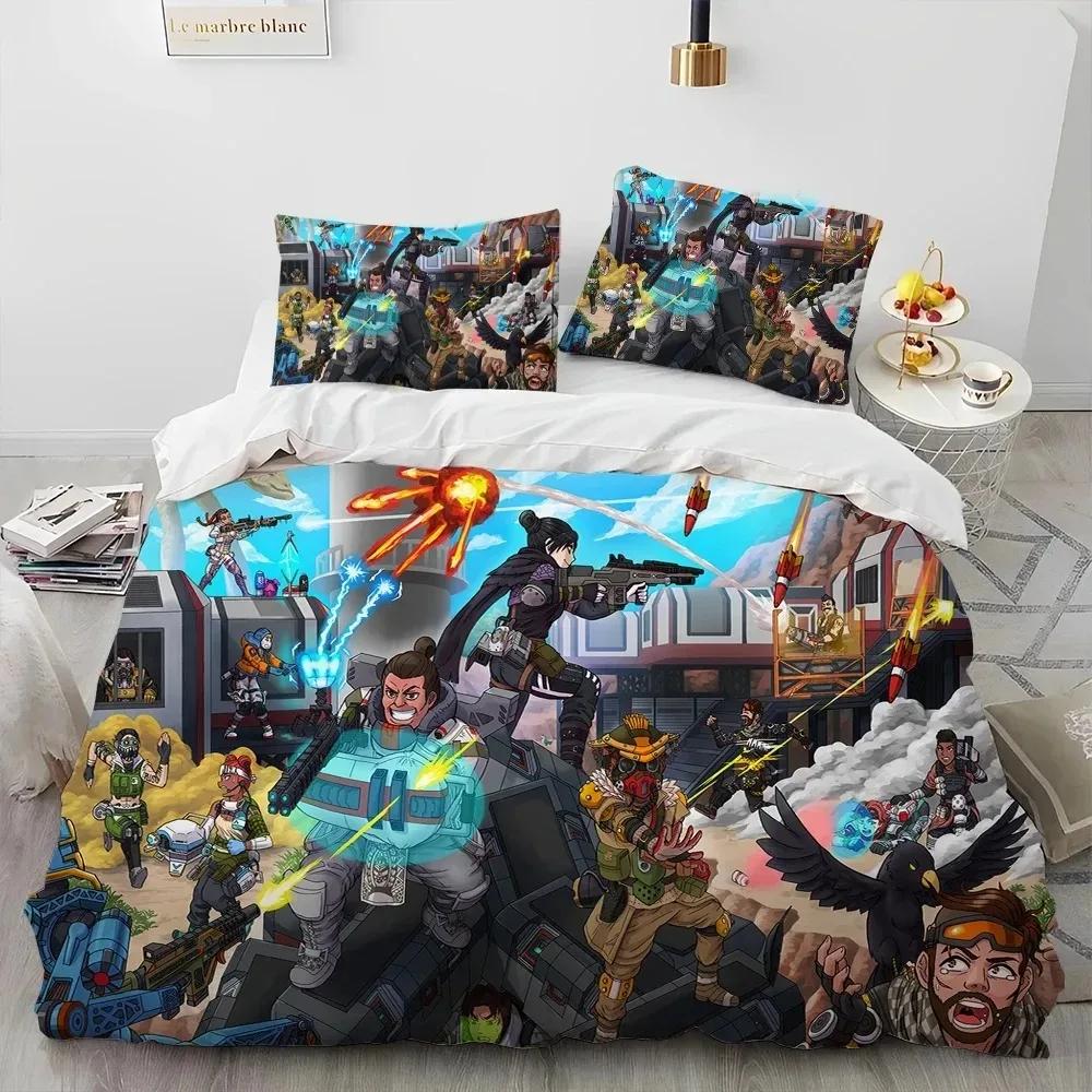 A-Apex Legends Game Gamer Cartoon Dekbed Beddengoed Set Dekbedovertrek Bed Set Dekbedovertrek Kussensloopking Queen Size Beddengoed Set