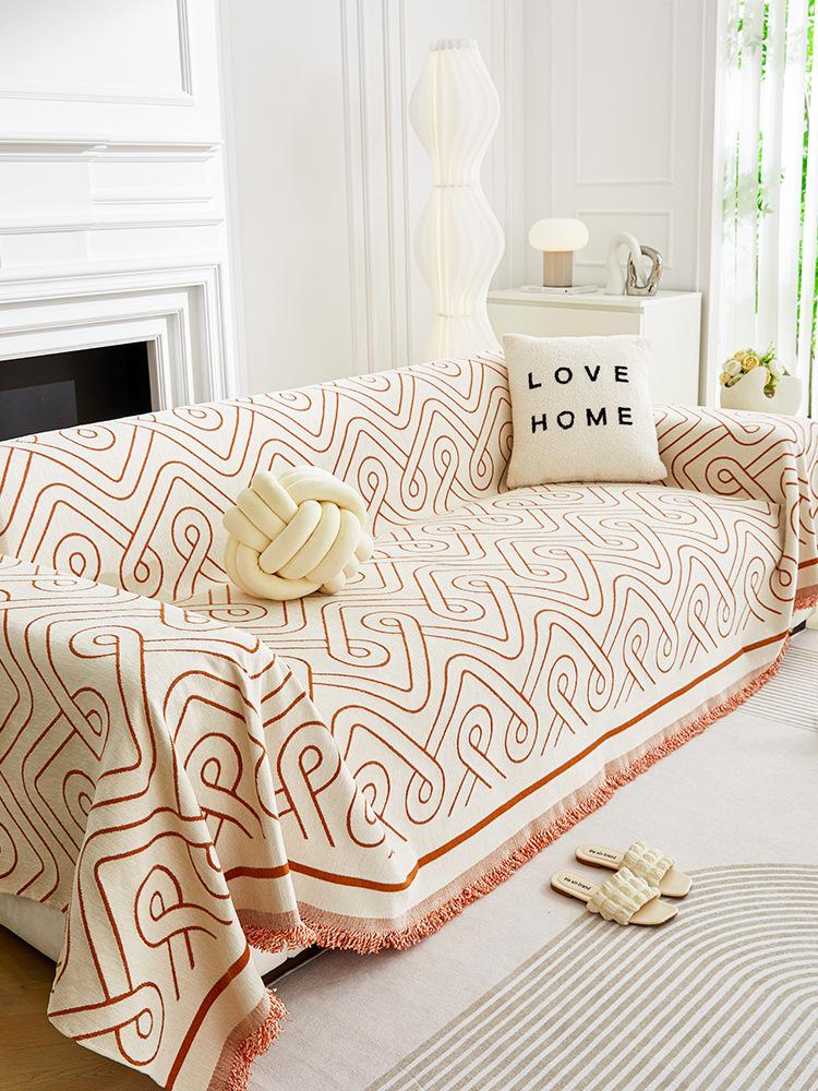 Linearer Sofabezug Wohnzimmer Minimalistisch Katzenfest Sofabezug 2-Sitzer und 3-Sitzer Moderner Sofabezug L-förmiges Handtuch