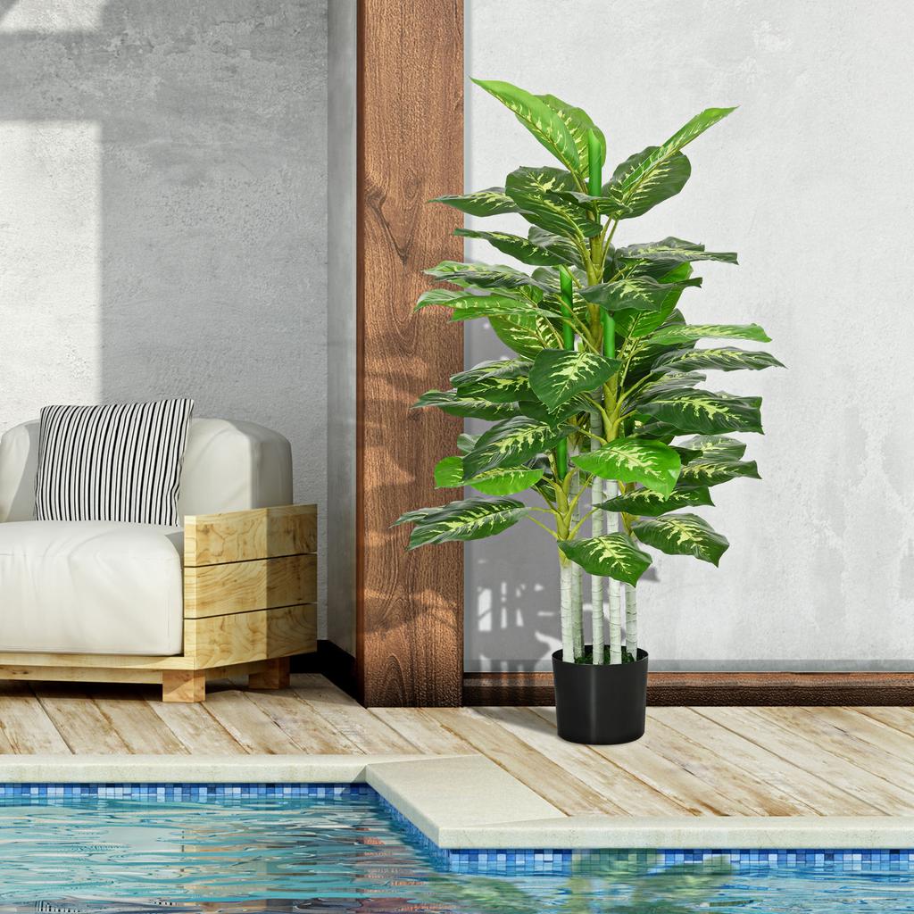 Artificial Plant, Plastic Plant, Cement Pot, Indoor and Outdoor, 120 Cm, Green