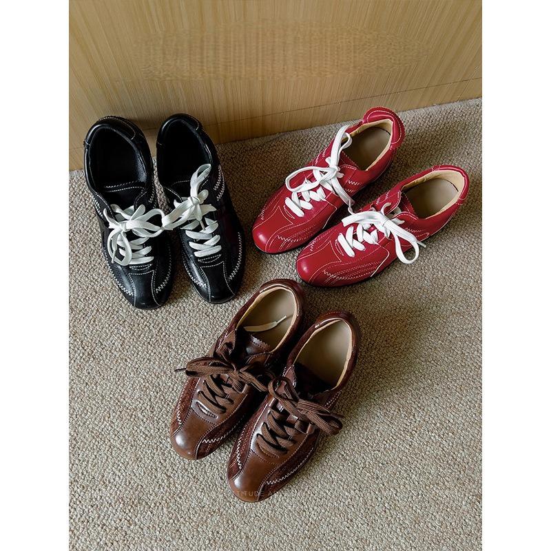 Retro Inner Height Increase Flat Bottom Women's New Maillard Lace Up Boxing Casual Sports